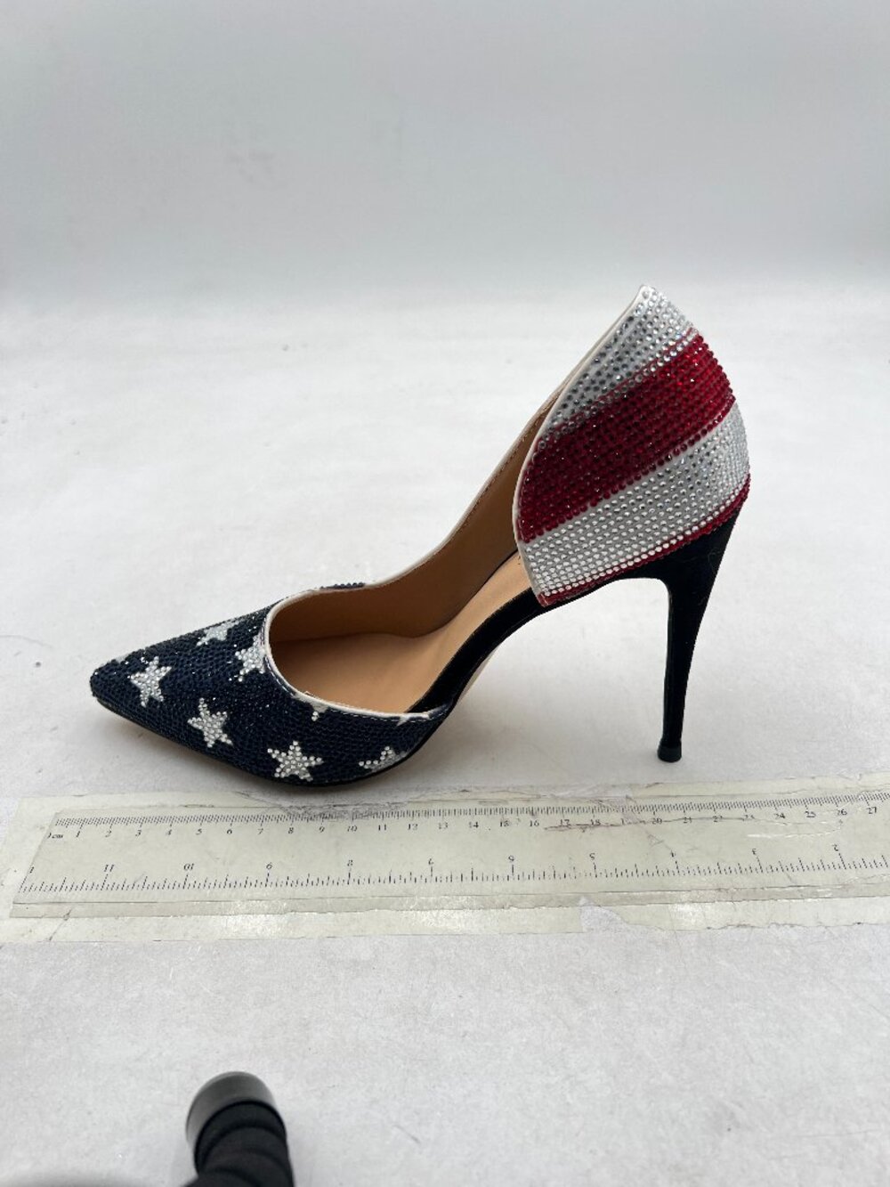 Maiyang National Flag Studded Rhinestones Pointed Toe D'Orsay Pumps Slip on Shoe - Picture 2 of 8